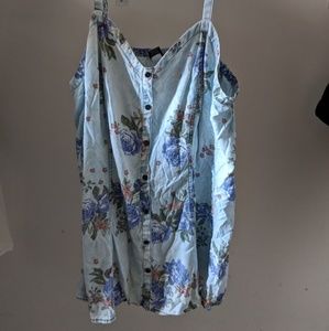 Torrid denim/cargo-ish floral tank top